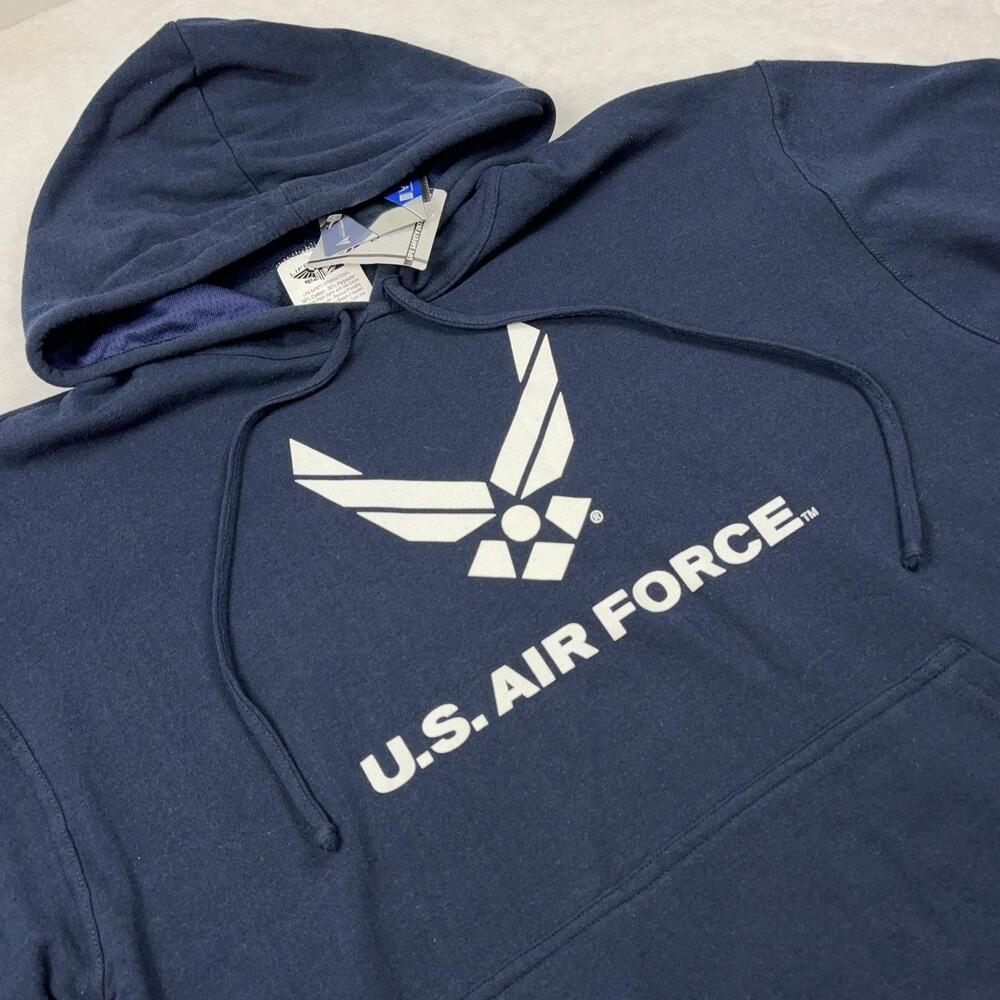 LIFESIGNS Hoodie Pullover Men L Blue U.S. Air Force Logo Hooded Lined Fleece
